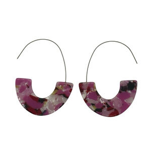 Bohemia Style Hoop Fashion Earrings Pink Red White Acrylic Acetate Half Circle